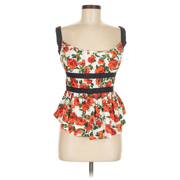New Anthropologie Maeve Ditali Red Rose Print open-back poppy tank top M - Picture 2 of 5
